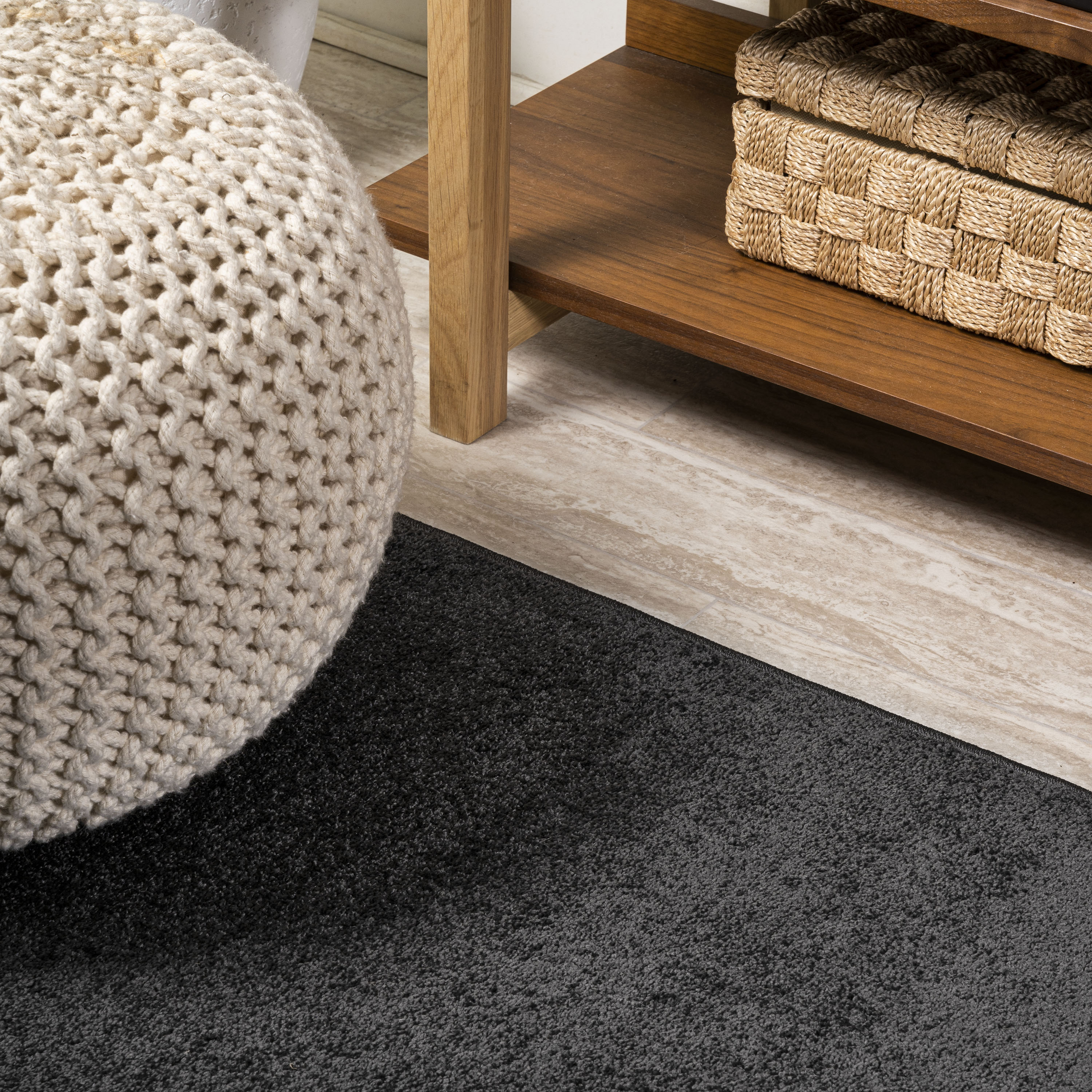 JONATHAN Y SUPERSOFT 8 x 10 Area Rug, Haze - Black, SEU100I-8