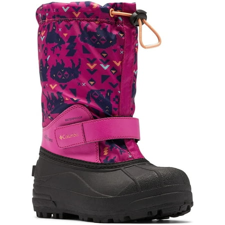 Columbia Unisex-Child Childrens Powderbug Forty Print Snow Boot Big Kid 8-12 Years 7 Big Kid Wild Fuchsia/Bright Nectar