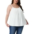 thumbnail image 4 of CURVY GLAM Women' s Plus Size Cami Adjustable Strap Elegant Basic Pleated Camisole Sleeveless Tank Tops 4X White, 4 of 6