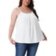thumbnail image 4 of CURVY GLAM Camiseta sin mangas básica plisada elegante para mujeres de tallas grandes con tirantes ajustables 1X blanca, 4 of 6