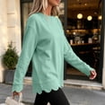 thumbnail image 4 of Livrdious Crewneck Sweatshirts for Women Scalloped Long Sleeve Pullover Tops Relaxed Fit Solid Casual Fall Outfits, 4 of 8