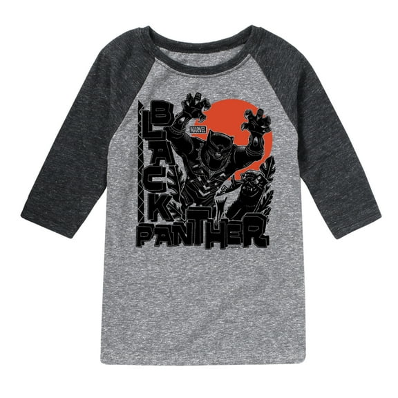 Marvel Black Panther - Linocut Style Print - Toddler and Youth Raglan