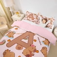 thumbnail image 3 of Erosebridal Kawaii Capybara Letter Monogrammed A Twin Bedding For Boys Girls,Cute Food Fruit Food Animal Duvet Cover Set For Kids,2pcs,No Comforter,Pink Reversible, 3 of 6