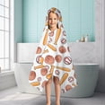 thumbnail image 6 of White Orange Baseball Gear Pattern Hooded Bath Towel，50"x30" for Ages 3 To 12 Kids, Quick Dry Lightweight Soft Microfiber Hood Beach Towel Cover Up for Kids, 6 of 7