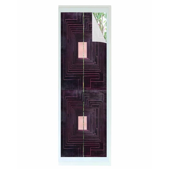 Window Privacy Film Purple Line Geometric Stained Glass Window Film Decorative Sun Block Window Cover Abstract Art Pink Window Clings Static Adhesive Sticker for Bathroom 17.7"x78.7"