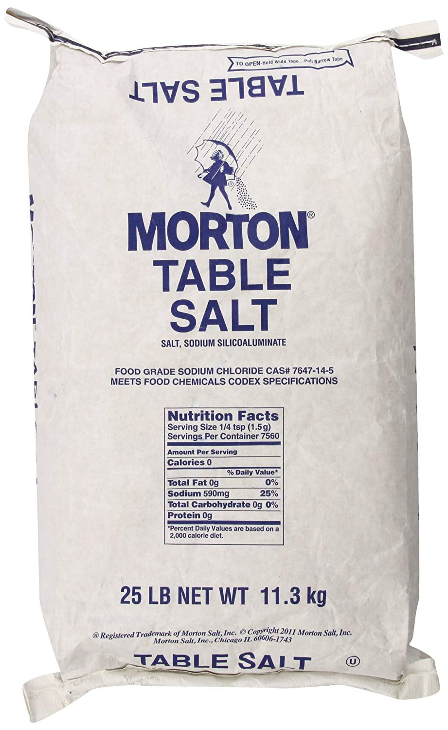 Morton Plain Table Salt 25 Pound bag