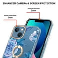 thumbnail image 3 of Allytech Floral Series Soft TPU Back Cover Ring Holder Kickstand Bumper Translucent Shockproof Slim Shell Cell Phone Case Cover for Apple iPhone 15 Pro Max, Blue Flower, 3 of 4
