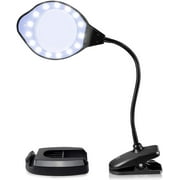 Happyline Magnifier with Light,2X-4X Magnifier LED Light with Clip and Flexible Neck,Magnifying Glass Lamp USB Powered,Perfect for Reading,Hobbies,Task Crafts.