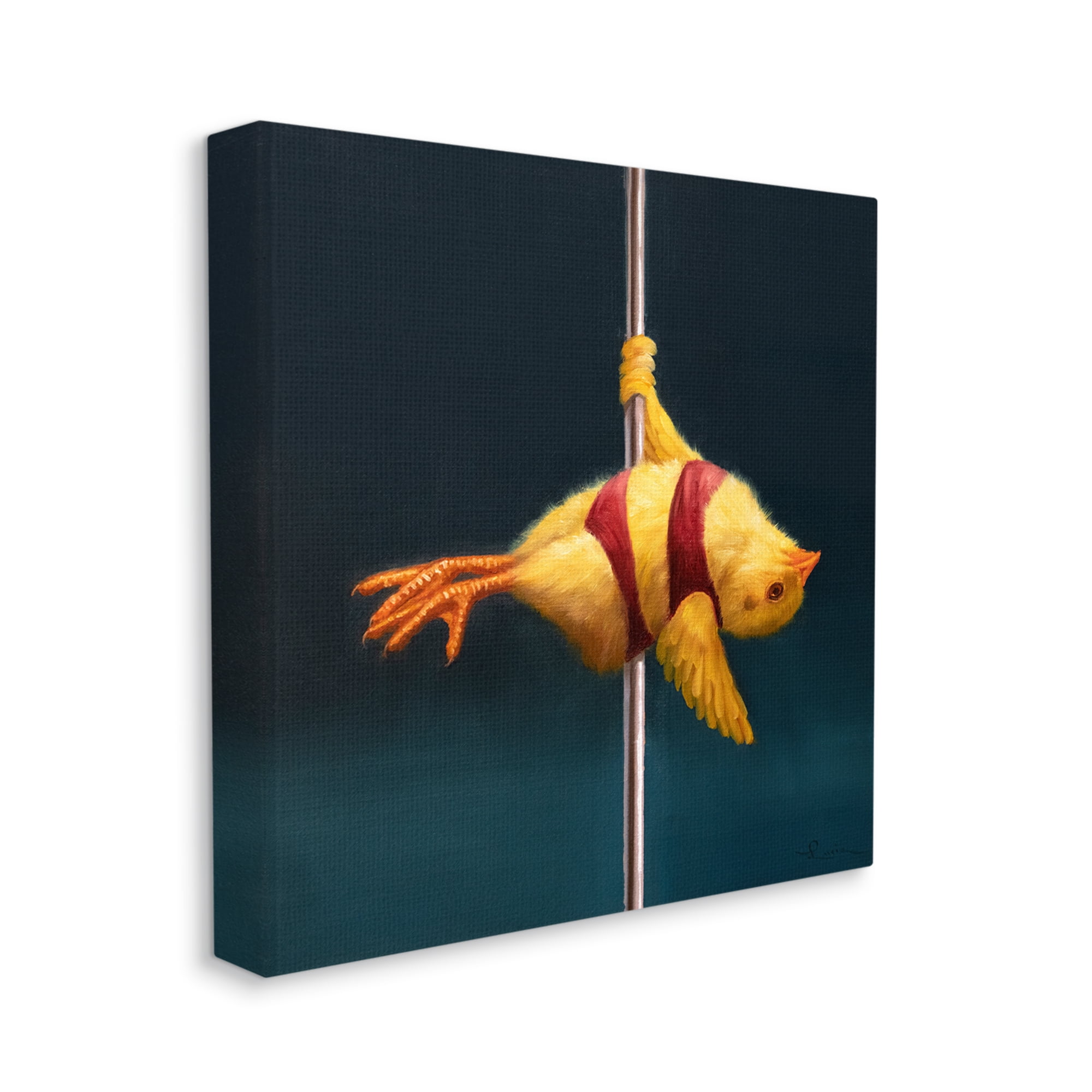 Stupell Industries Pole Dancing Chick Animals & Insects Painting Gallery Wrapped Canvas Art Print Wall Art, 30 x 30