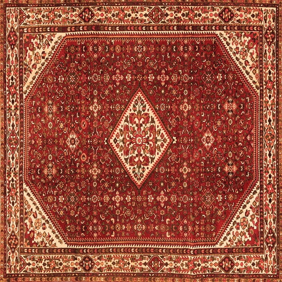 Ahgly Company Indoor Square Medallion Orange Traditional Area Rugs, 3' Square
