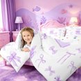 thumbnail image 3 of meiyoeat Coquette Bowknot Initial L Full Size Comforter Sets,Purple Watercolor Monogram Art Bedding Comforter Set For Girl,Reversible,3-Piece,1 Comforter and 2 Pillowcases, 3 of 7