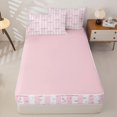thumbnail image 4 of Homewish Pink Bowknot Kids Zipper Twin Comforter Sets with Fitted Sheet and 2 Pillowcases,Girls Cute Bowtie Stars Print Zipper Bedding Set For Teens,Pink Reversible,4 Pieces, 4 of 7