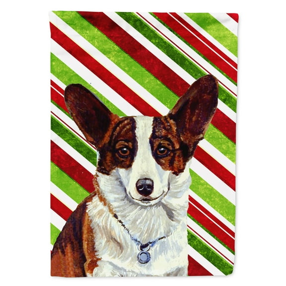 Carolines Treasures LH9243-FLAG-PARENT Corgi Candy Cane Holiday Christmas  Flag  multicolor