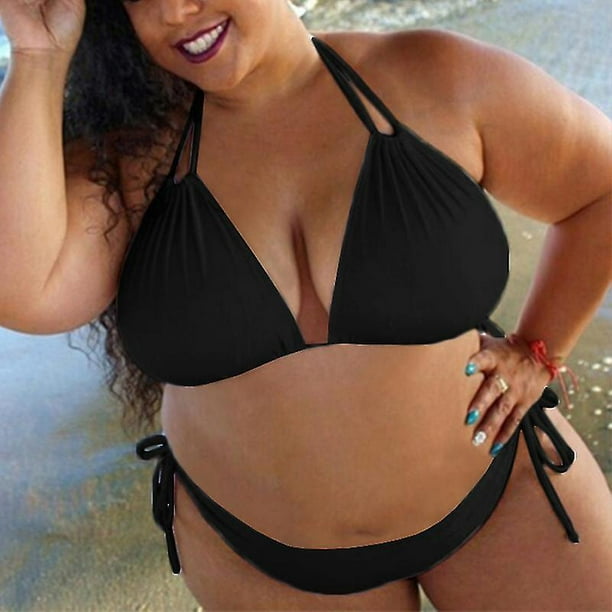 Hmwy-plus Size Women Sexy Bikini Set Padded Bra Push Up Swimsuit Swimwear  Beachwear Swimming Costume 