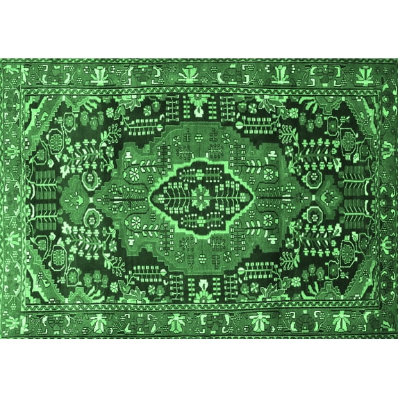 Ahgly Company Indoor Rectangle Persian Emerald Green Traditional Area Rugs, 4' x 6'
