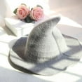 thumbnail image 2 of Modern Halloween Witch Hat Woolen Women Lady Made From Fashionable Sheep Wool Halloween Party hat New Dark Gray, 2 of 6