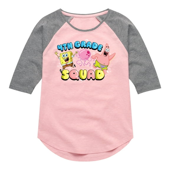 SpongeBob SquarePants - 4th Grade Squad - Toddler & Youth Girls Raglan Graphic T-Shirt