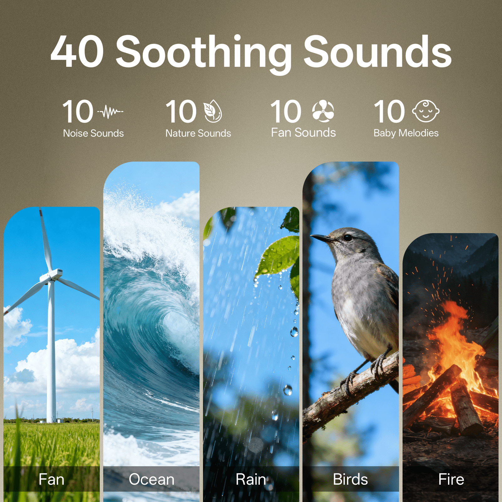 Hotmoon Cocoon 2 White Noise Sound Machine, 40 Soothing Sounds, Dual Speaker, Noise Maker for Sleep, Yoga, Meditation, Plug in, Black