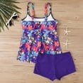 thumbnail image 6 of BLTIBY Two Piece Tankini Swimsuits for Women with Shorts Printed Sleeveless Tummy Control Bathing Suits Athletic Swimwear Purple XL, 6 of 9