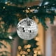 thumbnail image 1 of Silver Hanging Discoss Ball Reflector Decoration, disco ball hanging decor, party festival wedding Halloween Christmas dance, large silver discoss ball, metal frame, 2-tier design, for, 1 of 6