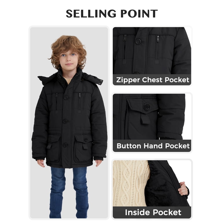 WenVen Boy's Puffer Jacket with Detachable Hood photo 8