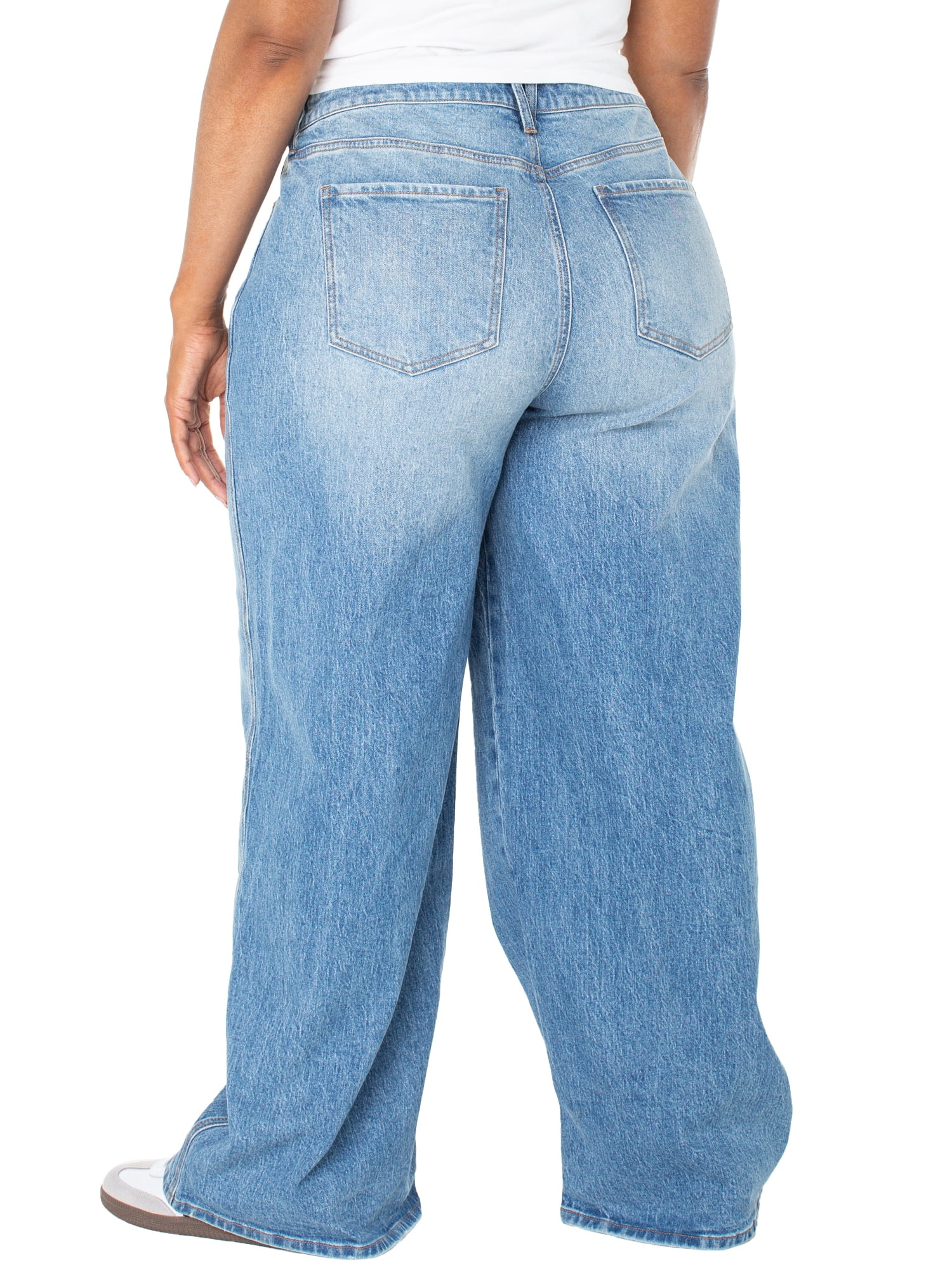 Celebrity Pink Women's and Women's Plus Baggy Wide Leg Jeans, Available in Regular, Short, Long Inseams, Sizes 1-24W