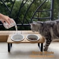 thumbnail image 3 of Cuencos elevados de cerámica Sunhoo para gatos Soporte de bambú, 3 of 7