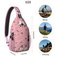 thumbnail image 5 of Sling Backpack,Pink Ghost Bat Halloween Pattern Sling Bag with Water Bottle Holder,Waterproof Sling Bag for Men/Women with Headphone Jack for Hiking,Travel, 5 of 6