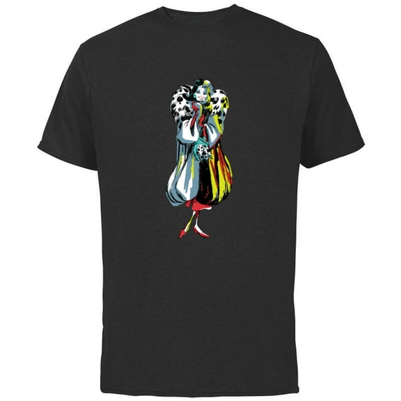 Disney Cruella De Vil Stylized T-Shirt - Short Sleeve Cotton T-Shirt for Adults - Customized-Black