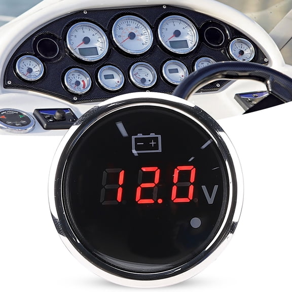 2" Marine Voltage Gauge, Waterproof LED Display 8,32V, Rustproof 316 Stainless Steel For Boats  Cars