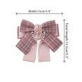 thumbnail image 2 of INSPIRE CHIC Women's Bow Brooch Plaid Faux Rhinestone Beaded Retro Bow Ties Pink, 2 of 4