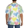thumbnail image 5 of Xecao offers the Hand Drawn Colored Hearts for Men's Casual Short-sleeved Shirt, a button-up collared shirt with a pocket, perfect for beach vacations and yacht travel in the 3X-Large size., 5 of 7