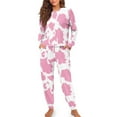 thumbnail image 4 of DISNIMO Cow Print Women's 2 Piece Lounge Sets Casual Fashion Nightwear Long Sleeve Sleepwear with Long Pants Breathable Loungewear Round Neck Pajama Outfits with Pockets, M, 4 of 7