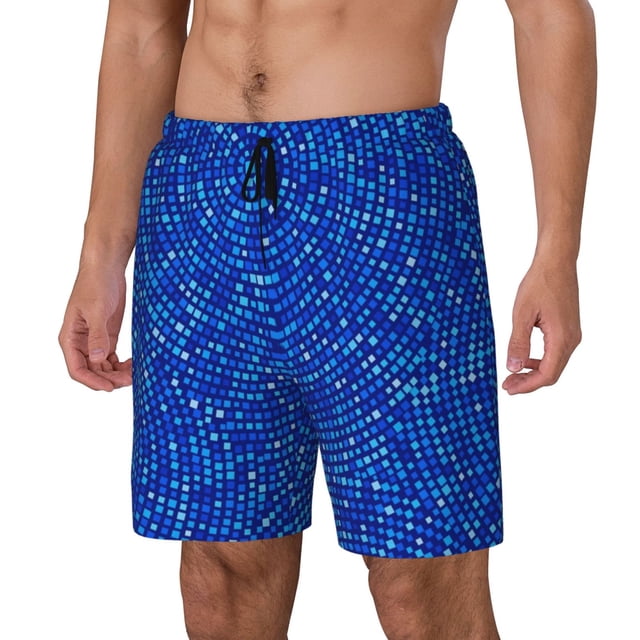 Fotbe Blue Circles Mosaic Traje de Baño para Hombre – Shorts de Natación de Secado Rápido con Forro y Bolsillos-Medium