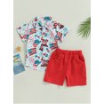 thumbnail image 2 of Bagilaanoe 4th of July Clothes for Toddler Baby Boys Short Sleeve Print Shirts Tops + Shorts 18M 24M 3T 4T 5T 6T Kids Independence Day Outfits 2pcs Short Pants Set, 2 of 8