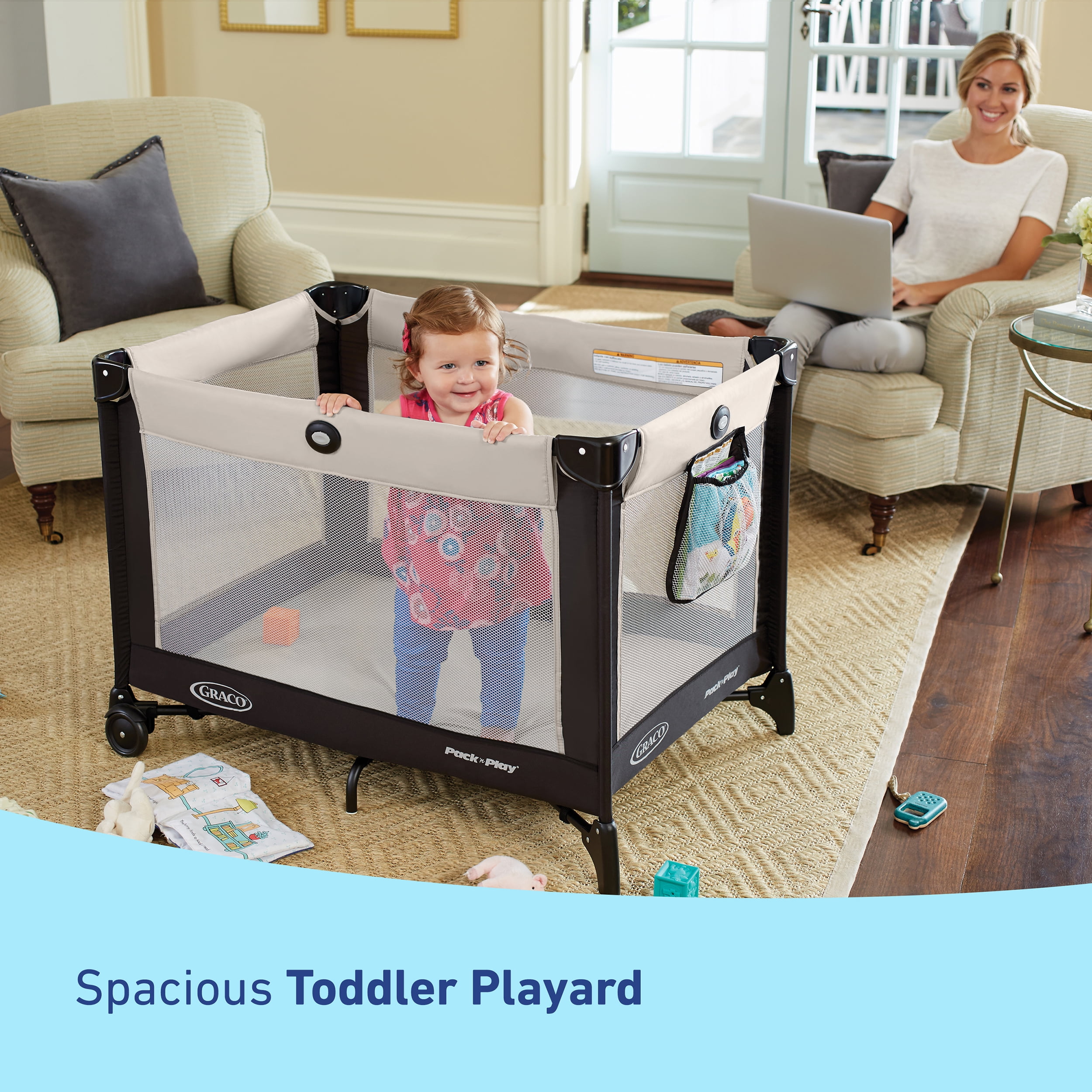 Graco Unisex Pack n Play On the Go Playard with Full Size Bassinet Kaden 21.21 lbs Compact Fold Easy Travel Walmart