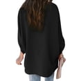 thumbnail image 4 of Qarigey Camisa de mujer con cuello en V Blusa suelta Manga larga Color sólido Top casual Prendas para la parte del cuerpo Negro XXL, 4 of 6