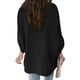 thumbnail image 4 of Qarigey Camisa de mujer con cuello en V Blusa suelta Manga larga Color sólido Top casual Prendas para la parte del cuerpo Negro XXL, 4 of 6