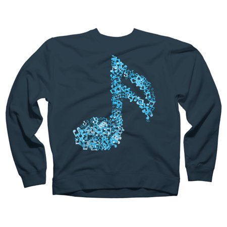 Music Notes Harmony Cute Musical Gift For Musician Zip Navy Blue Graphic Crew Neck Sweatshirt - Design By Humans M
