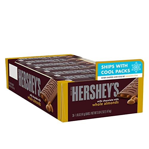 HERSHEY'S Milk Chocolate with Whole Almonds Candy Bars, 1.45 oz (36