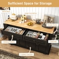 thumbnail image 6 of ANPOO 63" Movable Kitchen Island with Drop Leaf and Power Outlet, Rolling Kitchen Cart with Rubber wood Countertop, Island Table on Wheels for Kitchen w/2 Drawers, Spice Rack, Adjustable Shelves, 6 of 9