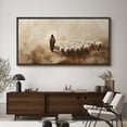 thumbnail image 4 of Large Framed Canvas Print The Good Shepherd Framed Canvas - Jesus Leading Sheep Spiritual Artwork Wall Art Decorative Ready to Hang Painting for Living room Bedroom - 60"x30" Black Frame, 4 of 9