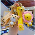 thumbnail image 3 of HSYHERE Men Women Boys Girls Silicone Cute PVC Cartoon Animal Keychain Creative New Year Gift Bags Doll Pendant Car Key Pendant Metal Key Ring-Rabbit, 3 of 4