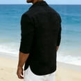 thumbnail image 4 of Busydd Long Sleeve Shirts for Men Solid Color Vacation Summer Shirts Fashion Button Turndown Collar Men's Shirts M, 4 of 9