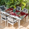 thumbnail image 2 of Christmas Truck Table Cloths for 6 Foot Rectangle Tables, Winter Snowflakes Xmas Tree Deer Red Black Patio Waterproof Elastic Fitted Tablecloths, Washable Rectangular Table Cover for Camping, 2 of 8