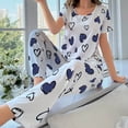 thumbnail image 6 of Elvqul Womens Pajamas Short Sleeve Comfort Soft Nightwear Love Print Loungewear Pajamas, 6 of 8