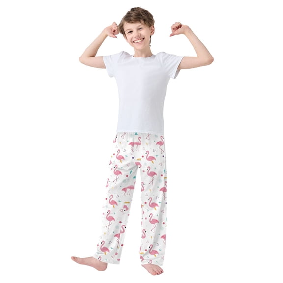 Kids' Pajama Pants Soft Relaxed Fit Sleep Pants Lounge Pants with Pockets Cute Flamingo Pattern Small
