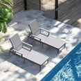 thumbnail image 3 of Chaise Lounge Chair Outdoor 2PCS - 5 Position Adjustable Backrest,Armrest,Waterproof,Easy Assembly,300lb Weight Capacity for Pool,Resin,Light Grey, 3 of 7