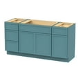 thumbnail image 3 of 60 in. W x 21 in. D x 32.5 in. H Freestanding Bathroom Vanity Cabinet without Top in Sea Green, 3 of 6