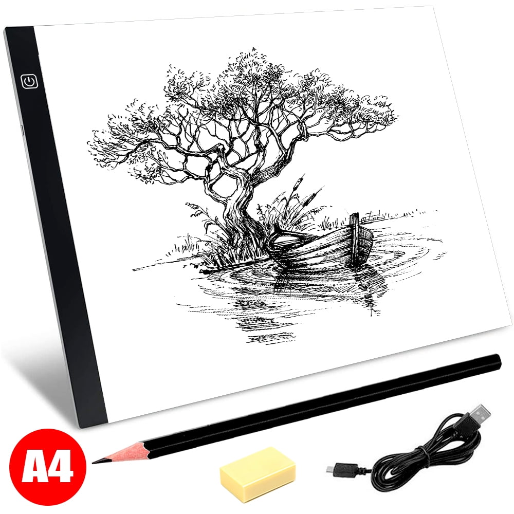 Sapiential Creation A4 Light Pad Drawing Pad Box Table Board for Tracing Light Craft Box,Art Tattoo Drawing Kit Embroidery Supplies for Kids 9-12